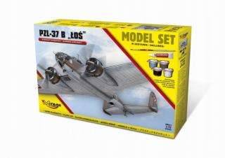 Zestaw modelarski z farbami do sklejania - polski bombowiec PZL-37B Łoś 1:72 nr katalogowy 872092