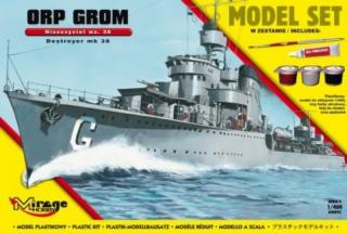 Zestaw modelarski z farbami do sklejania - polski niszczyciel ORP Grom Wz.38 1:400 nr katalogowy 840093