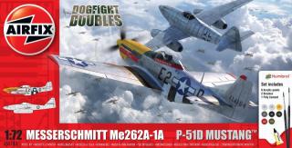 Zestaw modelarski z farbami do sklejania samoloty Me262A-1A oraz P-51D Mustang 1:72 Airfix A50183
