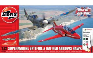 Zestaw modelarski z farbami do sklejania samoloty Spitfire i RAF Red Arrows Hawk 1:72 Airfix A50187