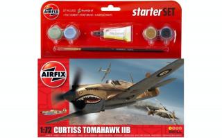 Zestaw modelarski z farbami i klejem - samolot Curtiss Tomahawk IIB do sklejania w skali 1:72 z firmy Airfix nr A55101