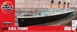 Zestaw modelarskiz farbami, klejem i pędzelkami - plastikowy model RMS Titanic do sklejania w skali 1:400 z firmy Airfix nr A50146A