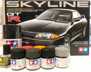 Zestaw z farbami Nissan Skyline GT-R 24090 Tamiya model skala 1-24