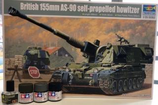 Zestaw z farbami Trumpeter 00324 brytyjska haubica 155mm AS-90 skala 1-35