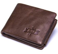 Skórzany portfel męski brązowy szykowny codzienny