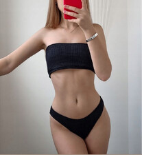 strój kąpielowy prążkowany bikini damski kostium-L