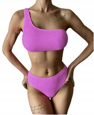 strój kąpielowy prążkowany bikini damski modny -XL