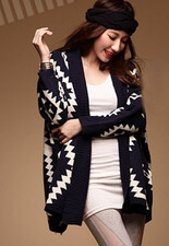 Sweter damski kardigan narzutka modny wzór beżowy