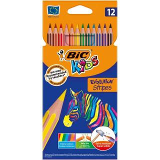 BIC KIDS KREDKI OŁÓWKOWE ECO EVOLUTION STRIPES 12 KOLORÓW