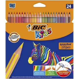 BIC KIDS KREDKI OŁÓWKOWE ECO EVOLUTION STRIPES 24 KOLORY