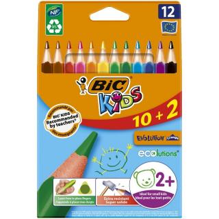 BIC KIDS KREDKI OŁÓWKOWE EVOLUTION TRIANGLE ECOLUTIONS 12 KOLORÓW