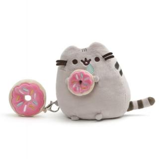 MASKOTKA PLUSZOWA KOT PUSHEEN I DONUT Z BRELOKIEM 16 CM