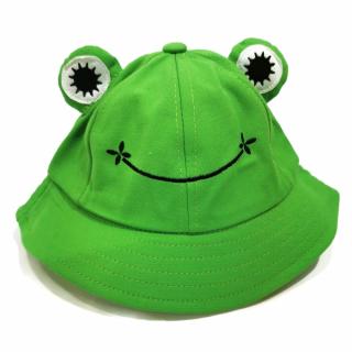 Bucket Hat, Kapelusz Rybaka Zielony Uśmiechnięta Żabka