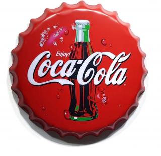 Coca Cola Czerwony Blaszany Kapsel Duży 40Cm Enjoy