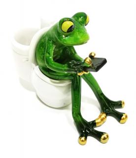 Figurka Dekoracyjna Zielona Żaba Cudy W Toalecie