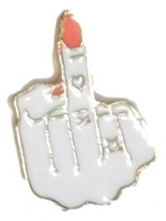 Przypinka biała dłoń środkowy palec fuck Metal Pin