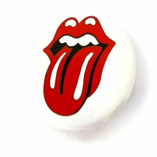 Przypinka Język Czerwony Na Białym Rolling Stones Buton Pin