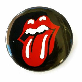 Przypinka Jezyk Czerwony Na Czarnym Rolling Stones Buton Pin