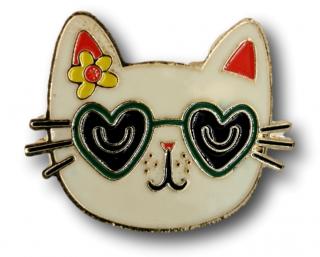 Przypinka Metalowa Kot W Okularach Metal Pin