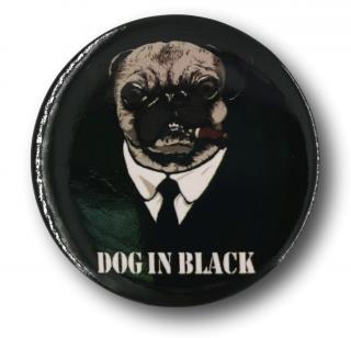 Przypinka Okrągła Mops Dog In Black Metal Pin