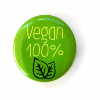 Przypinka Vegan 100% Biały Napis Na Zielonym Buton Pin
