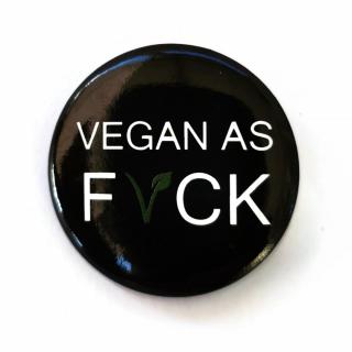 Przypinka Vegan As Fvck Napis Na Czarnym Buttn Pin