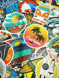 Zestaw Naklejek Wlepki Sticker Bomb Surf California N140