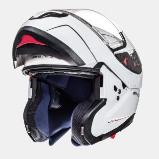 MT FLIP-UP ATOM SV SOLID Z BLENDĄ  BIAŁY POŁYSK KASK SZCZĘKOWY