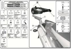 STELAŻ KUFRA CENTRALNEGO YAMAHA XT660R XT660X 04-06 Z PŁYTĄ TYPU MONOLOCK