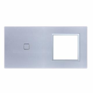 Panel szklany PIONOWY pojedynczy z miejscem na gniazdo QUADA srebrny WELAIK ®