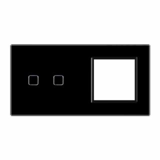 Panel szklany podwójny z miejscem na gniazdo QUADA czarny WELAIK ®