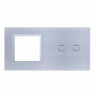 Panel szklany z miejscem na gniazdo + podwójny QUADA srebrny WELAIK ®