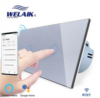 Włącznik dotykowy WIFI 1+1 srebrny zestaw WELAIK ®