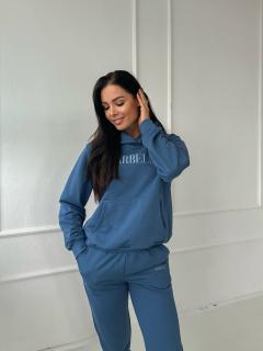 Bluza z kapturem kolor denim