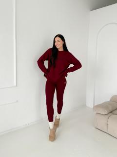Leginsy wino z kieszeniami jesień zima
