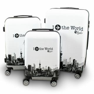 KOMPLET ZESTAW WALIZEK 3 SZT BERWIN FLY THE WORLD WHITE WALIZKI XL+L+M