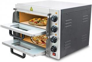 PIEC DO PIZZY ELEKTRYCZNY 3000W 350° PODWÓJNY Z PŁYTĄ KAMIENNĄ DO BARU