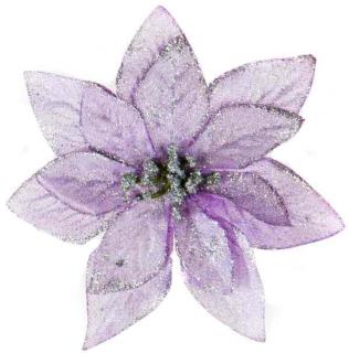 Poinsecja - główka BROKAT violet sztuczne kwiaty jak żywe