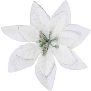 Poinsecja - główka BROKAT white GWIAZDA BETLEJEMSKA sztuczne kwiaty jak żywe