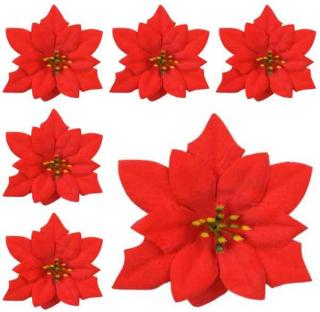 Poinsecja VELVET red GWIAZDA BETLEJEMSKA 6 szt czerwona główka sztuczne kwiaty choinka