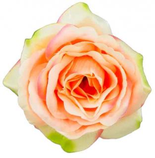 Róża główka wyrobowa Kwiat Peach/Coral/Green sztuczne kwiaty
