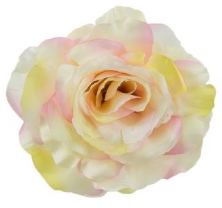 Róża  satynowa główka Cream/Pink 13 cm