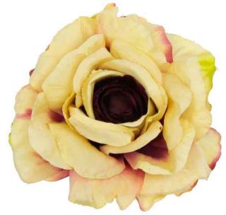 Róża satynowa główka Yellow / Burgund  16 cm