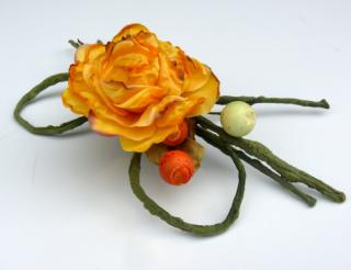 Róża STROIK z ozdobami Yellow sztuczne kwiaty - Stroik