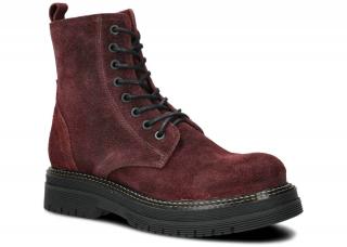 Trzewik damski EVENEMENT EV108 bordo welur wax skórzany E-1080-CBCZ-18WX-0