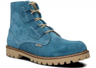 Trzewik męski NAGABA 488/1  jeans welur skórzany N-4881-GZBE-21WE-0