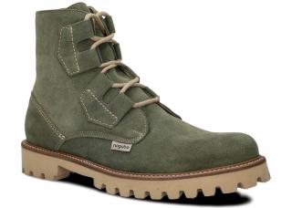 Trzewik męski NAGABA 488/1 khaki welur skórzany N-4881-GZBE-29WE-0