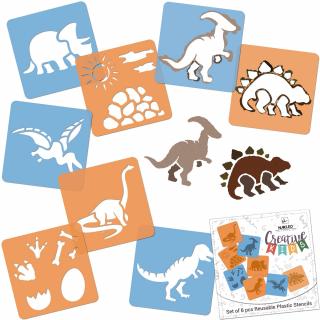 szablony do rysowania dla dzieci // zestaw 8 szt. // DINOZAURY