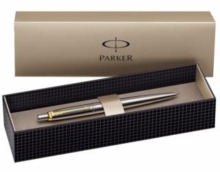 Długopis Parker Jotter Stal GT etui brąz złocenia promocja od 15 szt. grawer GRATIS