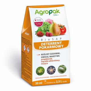 Środek na mszyce, przędziorki, mączliki naturalny preparat do roślin ozdobnych, owoców i warzyw deterrent pokarmowy BIOSAP AGROPAK 50 ml